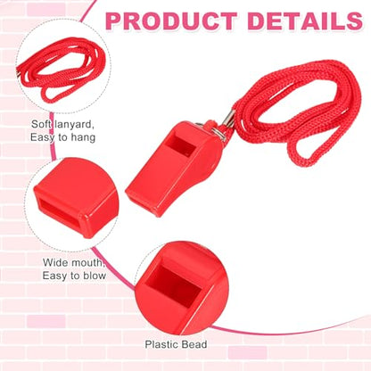 Whistles with Lanyard, Training Sports -Fitting for (Coaches/Referee/Outsides/Team Events) - color: Red