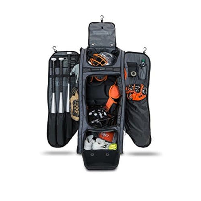 Bownet Commander Catcher’s Gear Bag with Wheels – Heavy Duty Rolling Baseball & Softball Equipment Bag, 14 Pockets, Helmet Case, Big Trax Wheels, Travel Approved - color: Black