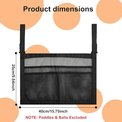 Ping Pong Paddle Holder with Mesh Storage Bag, Under Table Tennis Organizer with Adjustable Straps, Hanging Pickleball Paddle Rack for Balls & Paddles, Easy Install Space-Saving Storage