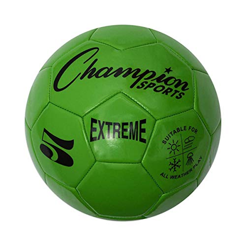 Champion Sports Extreme Series Soccer Ball – Sizes 3, 4, 5, Soft Touch, All Weather, High Air Retention, Youth & Adult League Balls for Training, Games, Outdoor & Indoor Play, Multiple Colors - color: Green, size: Size 5