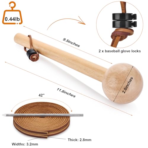 Baseball Hammer, Baseball Softball Golve Mallet, 2 Leather Lace and 1 Needle for Baseball Glove, 2Pcs Baseball Lock, Golve Mallet