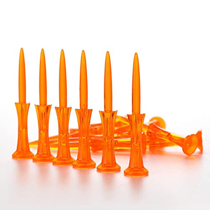 Golf Tees 3-1/4’’ 50 Count Plastic Golf Tees Reduced Friction & Side Spin Professional Unbreakable Golf Tees Durability and Stability Golf Tee - color: Orange