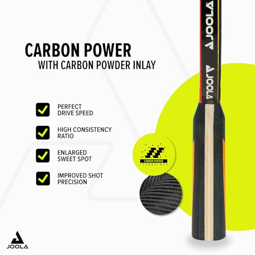 JOOLA Carbon Control Performance Ping Pong Paddles - Ergonomic Grip Handle & Vibration Control - ITTF Approved - Professional Ping Pong Paddle for Advanced Playability - Table Tennis Racket - Red
