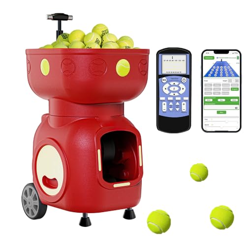 Tennis Ball Machine Automatic Portable Tennis Ball Launcher, App-Controlled - Pre-Programmed and Custom Drills, 120-Ball Capacity,Lightweight Design – for Beginners to Intermediate Players
