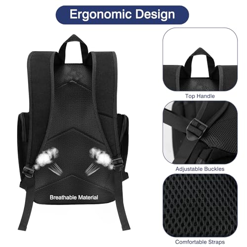 WOLT Basketball Bag Backpack with Separate Ball Compartment and Shoes Pocket, Gym Bags for Men, Large Sports Bag for Basketball, Soccer, Volleyball, Baseball - color: Black