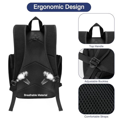 WOLT Basketball Bag Backpack with Separate Ball Compartment and Shoes Pocket, Gym Bags for Men, Large Sports Bag for Basketball, Soccer, Volleyball, Baseball - color: Black