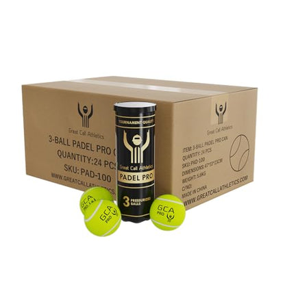 Great Call Athletics | Padel Pro Balls | Professional Tournament Quality | 3 Ball Can Pressurized Performance Game for Racket