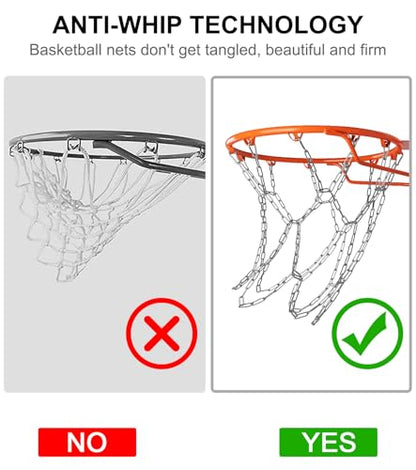 LAO XUE Heavy Duty Stainless Steel Chain Basketball Net Replacement,12 Loops Rust Proof Fits All Standard Outdoor Hoops