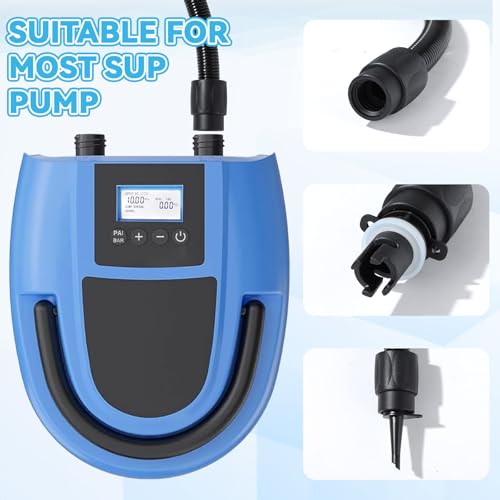 Paddle Board Pump Adapter Set Universal Sup Pump Adaptor Hose with 7 Air Valve Nozzles Boat Air Compressor Valve Converter Swivel Threaded Connector Kits for Inflatable Paddleboard Boat Tent Kayak