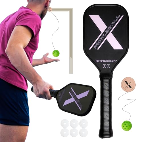 Sweet Spot Pickleball Training Paddle – T700 Carbon Fiber, 16mm Honeycomb Core, Extended Handle – Pickleball Trainer with Bonus Indoor Wall-Mounted Ball Trainer Attachment