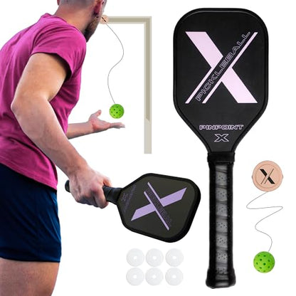 Sweet Spot Pickleball Training Paddle – T700 Carbon Fiber, 16mm Honeycomb Core, Extended Handle – Pickleball Trainer with Bonus Indoor Wall-Mounted Ball Trainer Attachment