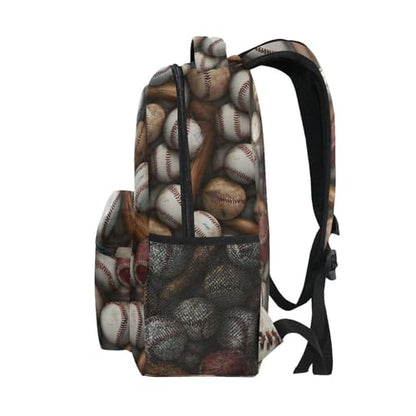 ALAZA Baseball Bats Balls Large Backpack,Unisex Girls Kids College Bookbags Daypack Bag,Water Resistant Laptop Tablet Children Backpack Travel College Bag