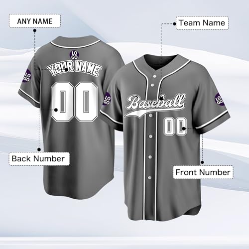 Custom Baseball Jersey Personalized Stitched Family Team Name Number Shirts Uniforms for Women Men Youth Kids - color: Gray-07