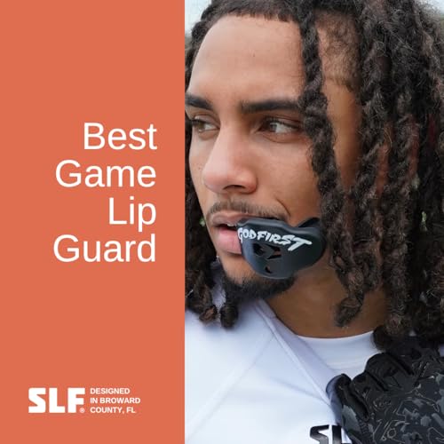 Football Mouth Guard with Strap – Lip Guard Football Mouthpiece – Youth & Adult – Sleefs - color: God First Black