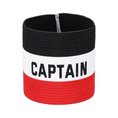 Captain Armband Soccer Captain Arm Bands Elastic Adjustable Leader Armbands Team Sport Rugby Player Band for Football - color: Black/White/Red, size: 5.1x3.4 Inch