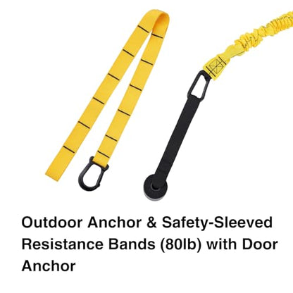 Swing Trainer for Golf/Baseball/Tennis Improvement, Resistance Cord (25&80lbs) with Weighted Workout Bar, Rotational Movements Exercise in Core Training