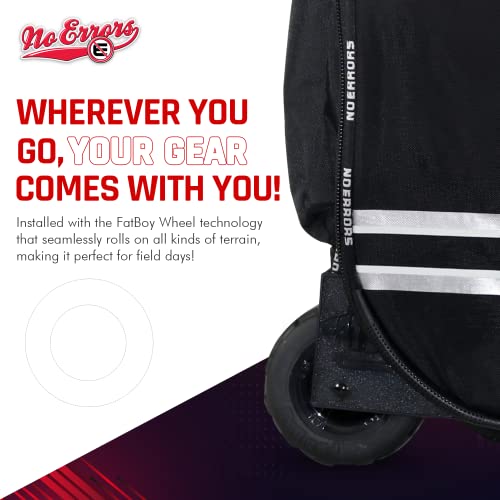 No Errors Ball Boy XL Wheeled Baseball Coaches Bag - Heavy Duty Baseball and Softball Bag for Coaches - Holds Two 6 Gallon Ball Buckets and Coaching Equipment - color: Graphite