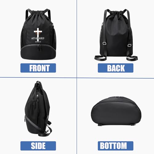 FOECBIR Large Capacity Basketball Drawstring Backpack with Shoe Compartment & String Backpack for Men Side Mesh Pockets, Water Resistant Sports Bag for Gym Travel (Christian Jesus) - color: Christian Jesus
