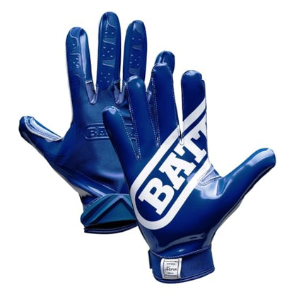 Battle Double Threat Wide Receiver Football Gloves – Ultra Stick Grip, Compression Fit (Runs Tight – Size Up If Between Sizes), Youth & Adult Football Gloves - color: Navy, size: Youth X-Large