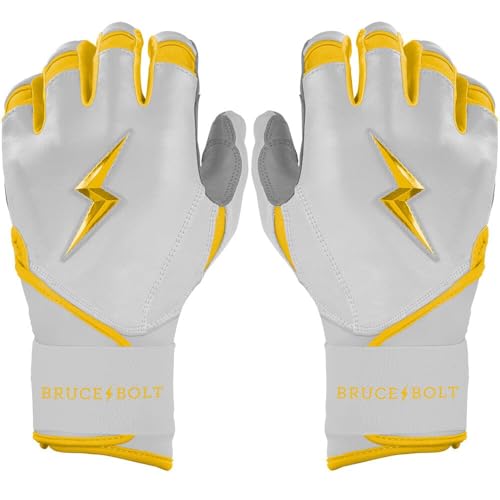 BRUCE BOLT Chrome Series Long Cuff Batting Gloves - Multiple Colors - Adult & Youth Sizes - color: Yellow, size: Women's Small