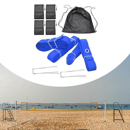 Beach Volleyball Court Boundary Lines Kit Portable with Metal Anchors 52.5 ft and 26.2 ft Line - color: Blue