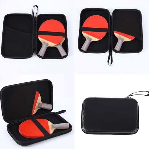 Pingpong Paddles Case Hard Shell Table Tennis Paddle Storage Bag Easy to Carry Great Lovers Pingpong Hard Case Bag for Training and Travel - color: Black