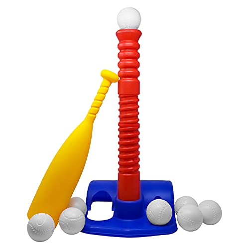 Kids Tee Ball Set with 10 Balls – Adjustable Height Batting Tee for Toddlers & Kids – Indoor Outdoor Baseball Training Toy for Beginners