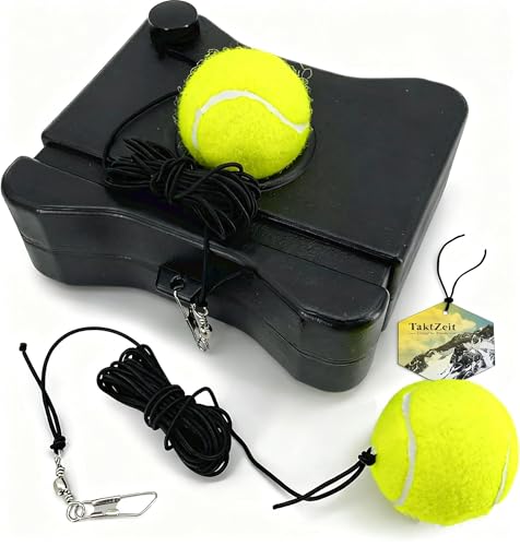 Tennis Trainer Rebound Baseboard Self Training Equipment with 2 Tennis Balls - color: Black