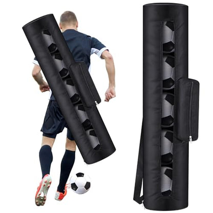 Mesh Soccer Ball Bag Holds up to 5 Balls Football Bag for Coaches 40 x 9 Inches Equipment Bags with 1 Front Pockets and Adjustable Shoulder Strap for Coach Sport Accessories Gym Volleyball