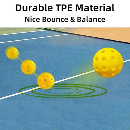 6 Pack Pickleball Balls for Outdoor & Indoor, 40-Holes Practice & Game Pickle Balls with Mesh Bag, High Visibility - color: Yellow - 6 Pack