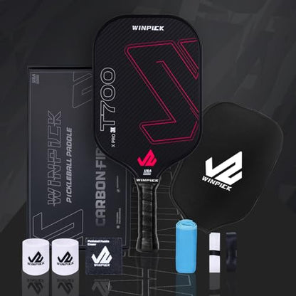 Pickleball Paddle, T700 Raw Carbon Fiber Pickleball Paddle, Thermoformed Pickleball Racket with 16 MM Polypropylene Honeycomb Core, Non Slip Grip, More Control & Power, USAPA Approved