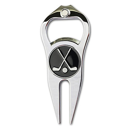 Golf Divot Repair Tool with Ball Marker, A Unique and Multi-Functional Golf Accessory, Nickel - color: Black