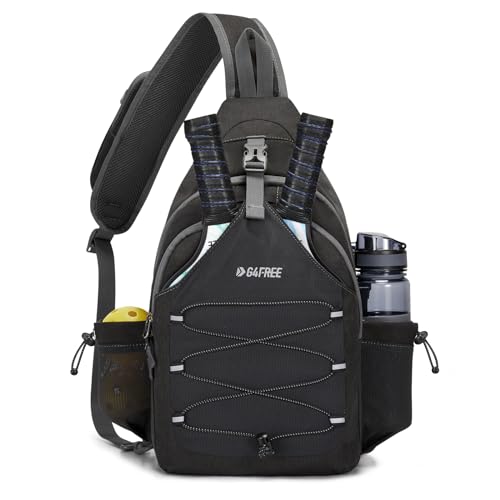 G4Free Pickleball Bag, Crossbody Sling Bag for Men Women, Pickleball Backpack, Pickle Ball Paddle Bag Gifts for Sports - color: Black, size: Large