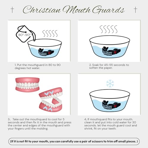 Yaomiao 2 Pcs Mouth Guards Christian Teeth Guards Sport Game Guard & Case Religious MouthGuard Soccer Football Basketball Baseball Wrestling Lacrosse Rugby Boxing Taekwondo - size: Adult, style: Black & Mom