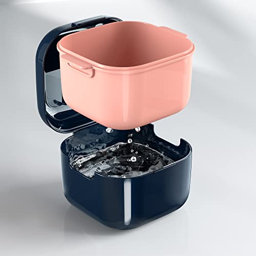 Denture Cup，Retainer Case,Cute Night Mouth Guard Box Holder, Storage Soak Container with Strainer basket for Travel Cleaning (Blue) - color: Blue