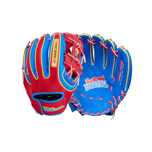 Wilson| 2026 | A450® | Youth Backyard Baseball Gloves | 11"-11.5" | Right + Left Hand Throw | Multiple Styles - color: Pablo Secret Weapon, size: Infield: 11"
