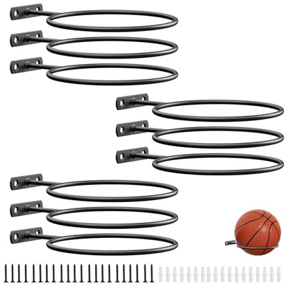 Ball Holder Wall Mount Bulk,Basketball Football Stand Ball Storage - size: 9 Pack