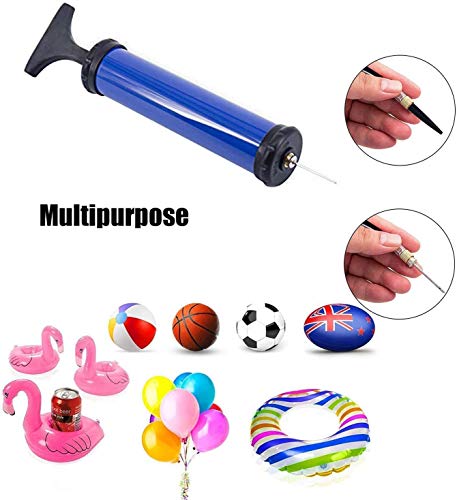 DDUO Portable Ball Pump,Air Pump Inflator Kit with Needle,Nozzle, Extension Hose for Basketball Football Volleyball Rugby Exercise Sports Ball - style: Manual / Blue