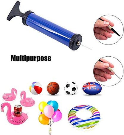 DDUO Portable Ball Pump,Air Pump Inflator Kit with Needle,Nozzle, Extension Hose for Basketball Football Volleyball Rugby Exercise Sports Ball - style: Manual / Blue