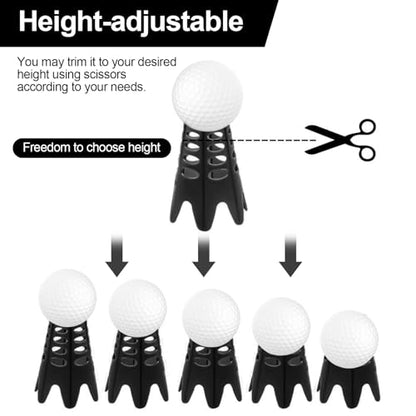 Golf Simulator Tees, 24PCS Golf Mat Tees for Indoor & Outdoor Practice, 12 Tall & 12 Short Golf Tees for Driving Range, Turf & Home Training, Black