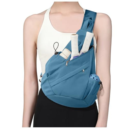 Pickleball Bag for Women Men, Crossbody Sling Bags Pickleball Paddle Bag Should Chest Bags Backpack - color: Peacock Blue