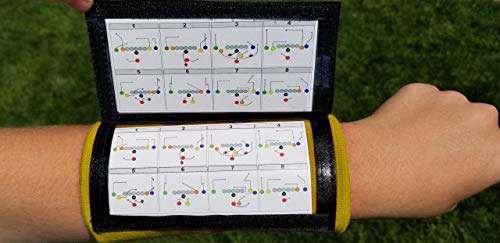 Y23 - Football Wristbands - Wrist Coach - QB Wristband - Football Play Wristbands - Playbook Wristband - color: Yellow, size: 5 Pack