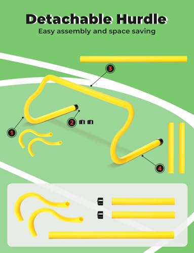GHB Agility Hurdles 8" Speed Agility Training Hurdles, Detachable Sturdy Hurdles Training Equipment Set with Carry Bag for Kids,Athletes,Soccer,Basketball - size: 5 Pack-Yellow