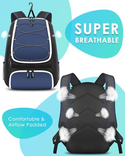 BROTOU Baseball Bag, Softball Bag for Baseballgear & T-Ball Bat, Baseball Backpack with Shoes Compartment for Men/Women - color: Blue