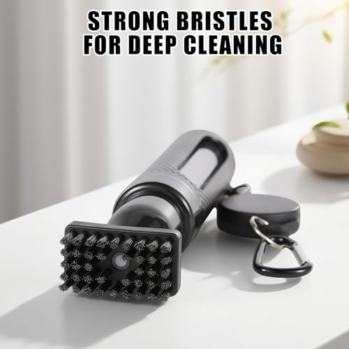 Golf Club Cleaning Brush with Water Bottle, Leak-Proof Golf Cleaning Tool with Retractable Clip & Carabiner Ball Cleaner for Woman Men