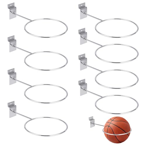 AHANDMAKER 8Pcs Basketball Holder Wall Mount Universal Ball Storage Rack Space Saver Display Storage for Sport Football Volleyball Soccer Basketball Room Decor