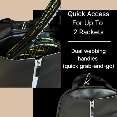 AYRES Tennis Backpack - Spacious Womens Tennis, Padel & Pickleball Bag | Quick-Access Racket Compartment (Fits 2) | Designer Tennis Bag, Water-Resistant & Easy To Clean, Makeup Pouch Included - color: Black