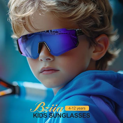 3PACK Kids Sunglasses Youth Baseball Sunglasses for Boys Girls Age 4-12,Softball Sports Cycling Goggles UV Protection - color: A01-deep Blue+blue+pink