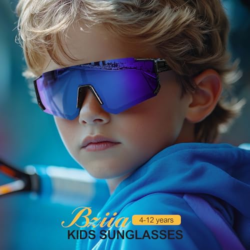 3PACK Kids Sunglasses Youth Baseball Sunglasses for Boys Girls Age 4-12,Softball Sports Cycling Goggles UV Protection - color: A07-black+red Red+deep Blue