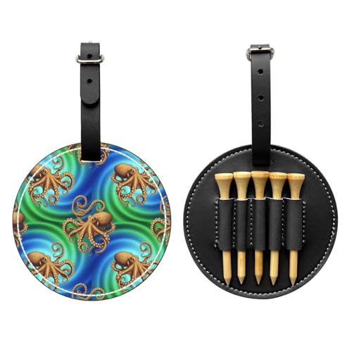 Leather Golf Tee Organizer with 5 Slots, Belt Clip for Bag Tag - color: Style (762)